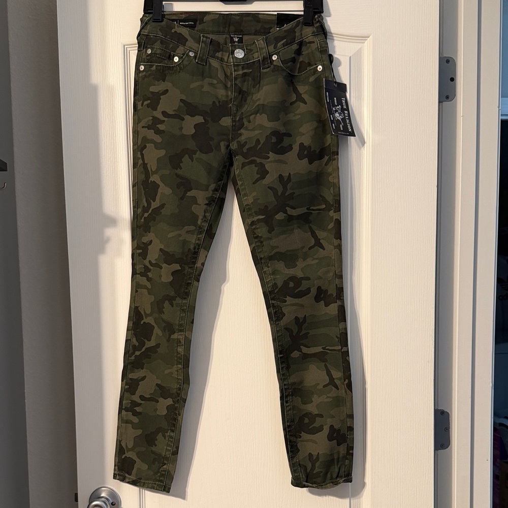 True Religion Green Camo Skinny Jeans